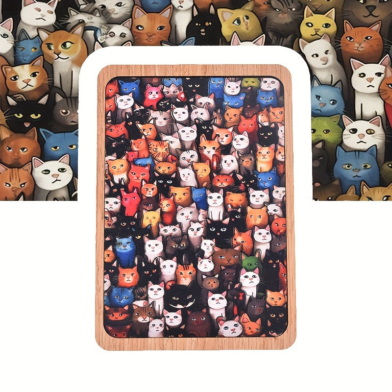 Cat Party Educational Toys – Irregular Animal Shapes Wooden Puzzle