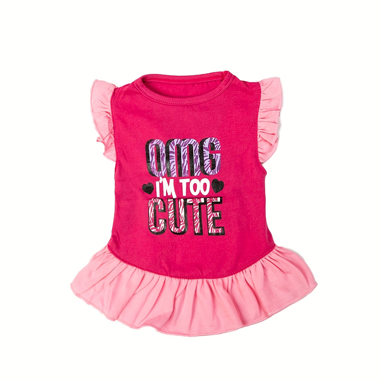 4pcs Cute Printed Dog Dress Set with Ruffles - Pet Princess Skirts for Small to Medium Breeds