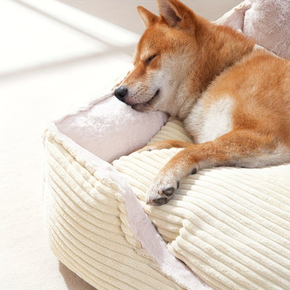 Cozy Corduroy PET Bed with Removable Cushion