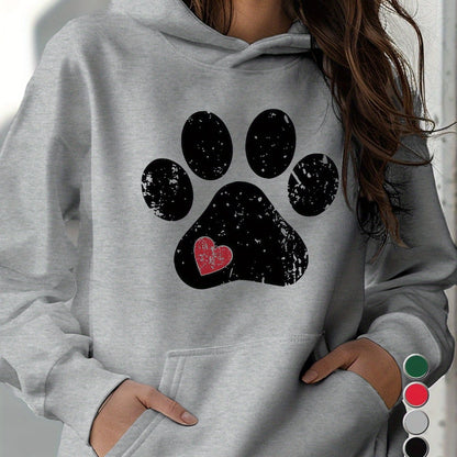 Cozy Women's Love Paw Hoodie – Soft and Comfortable Fleece Jacket for Casual Wear