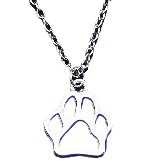 Vintage Silvery Bear Cat Dog Paw Pendant Necklace