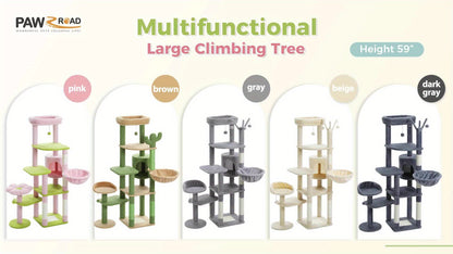 59" Flower Cat Tree – Multi-Level Fun for Indoor Cats