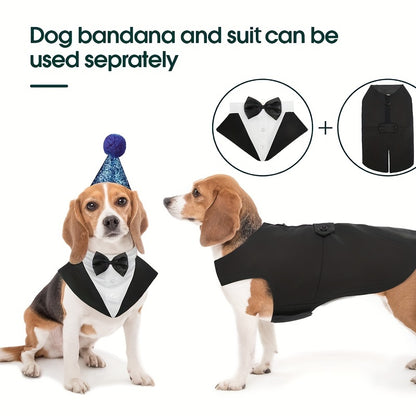 Elegant Dog Tuxedo & Bandana Set