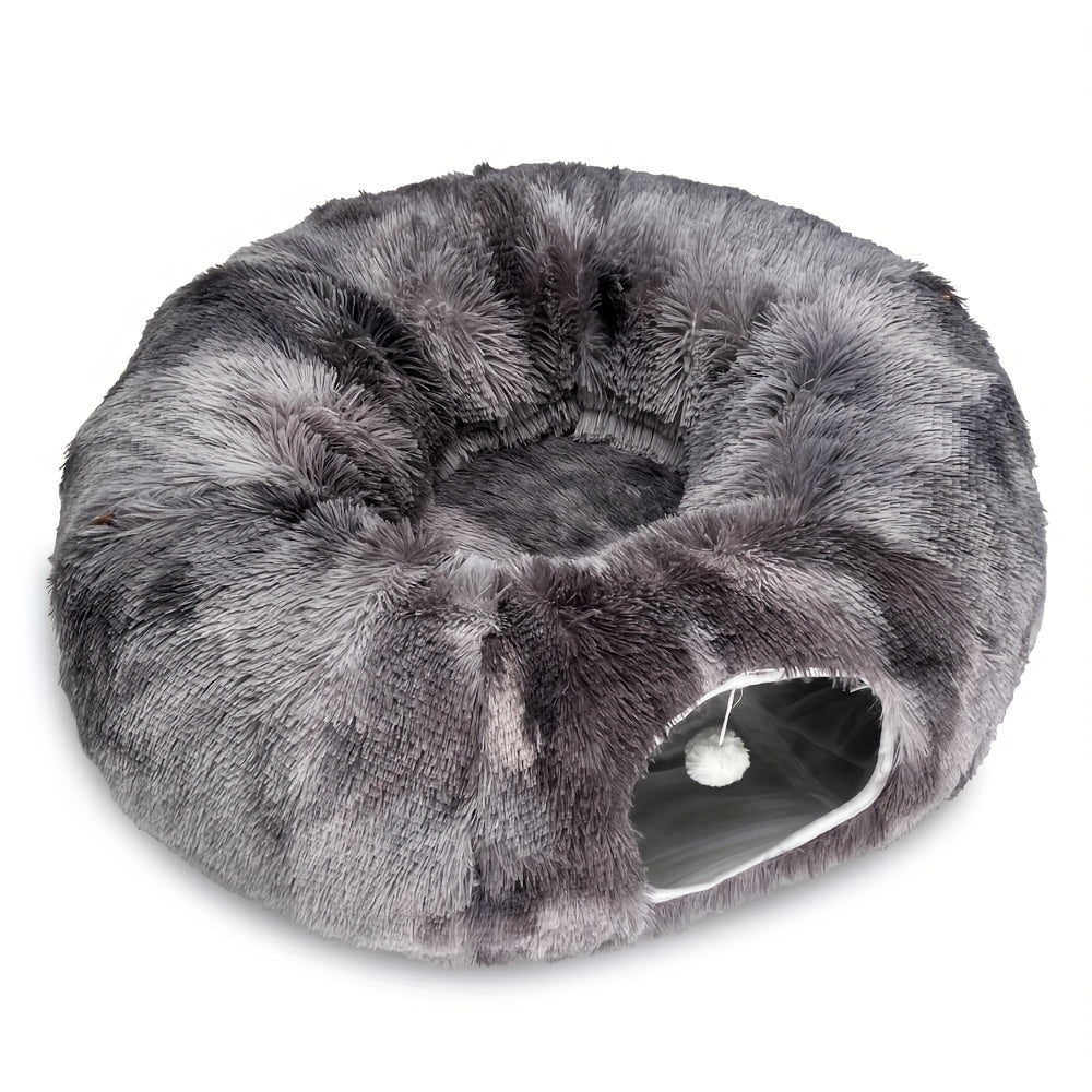 Warm Plush Cat and Dog Tunnel Bed - Large Tube Playground for Pets