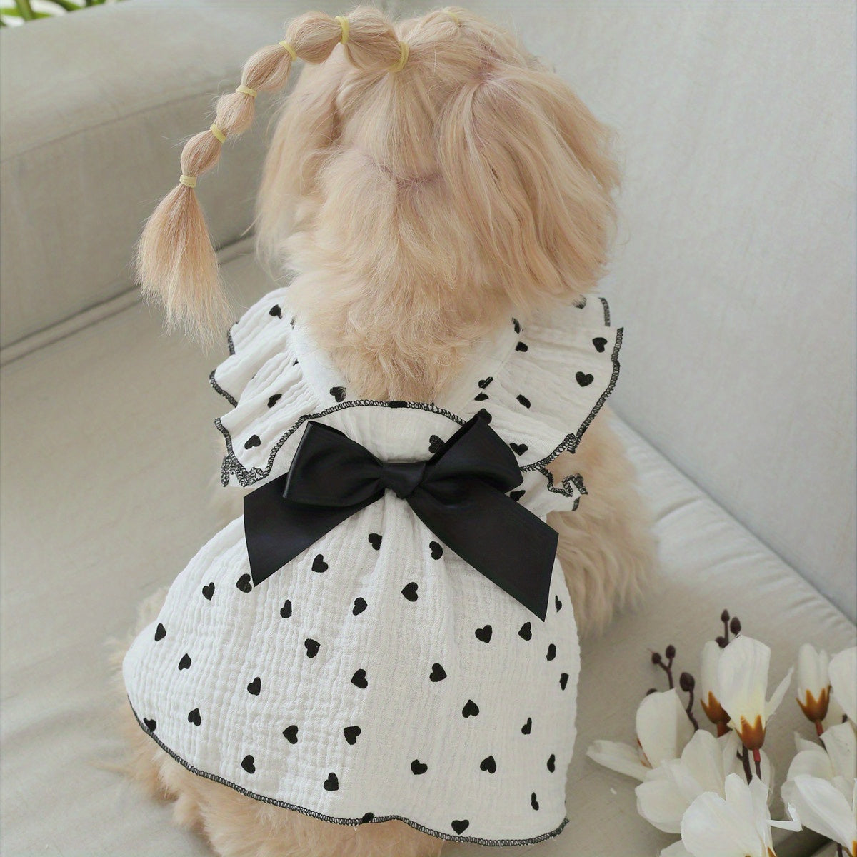 Cute Romantic Love Strap Lace Dress for Pets