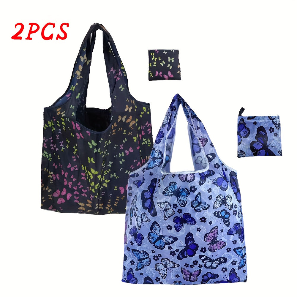 Reusable Polyester Grocery Bags - Cute Cat & Dog Design (2pcs)