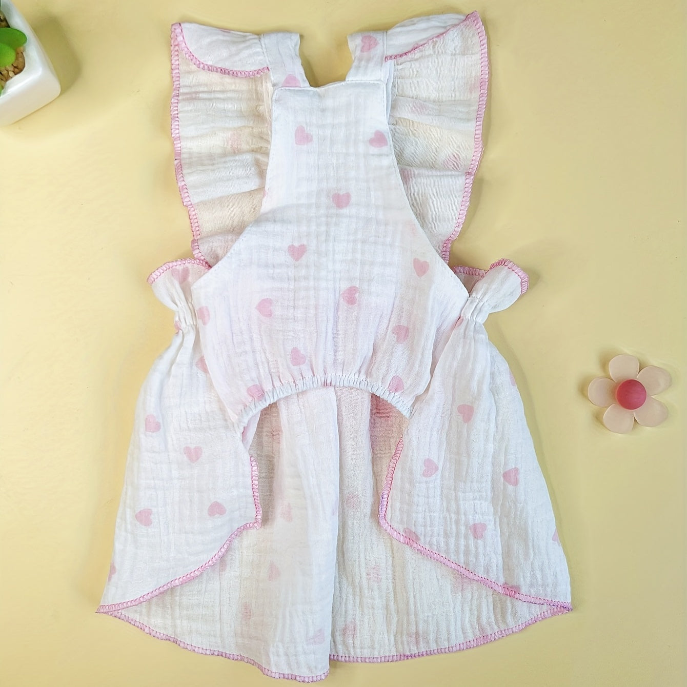 Cute Heart Print Dog Cat Dress with Bow Decoration - Perfect for Birthdays and Holidays