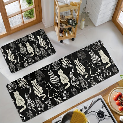 Charming Cat Silhouette Bath Mat – Fade-Resistant, Non-Slip Polyester Rug for Bathroom Decor