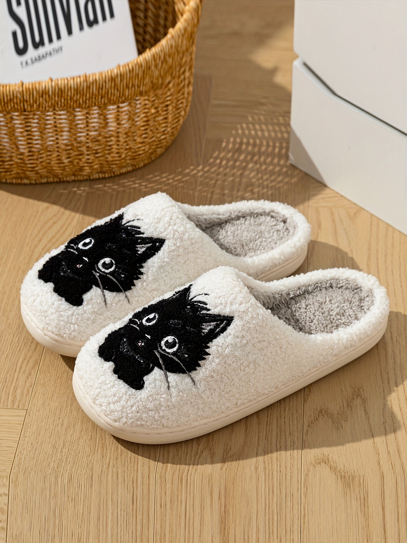 Cozy & Cute Kitty Winter Slippers for Women – Warm, Non-Slip Corduroy Home Shoes