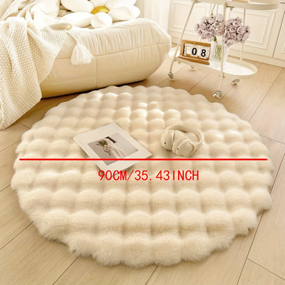 Plush Bubble Fleece Round Rug - Soft and Fluffy Indoor Decorative Carpet