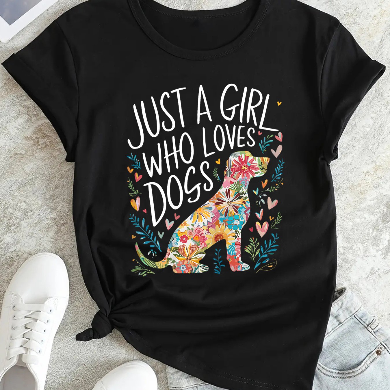 Just A Girl Who Loves Dogs Graphic Tee Shirt - Apparel for pet lovers