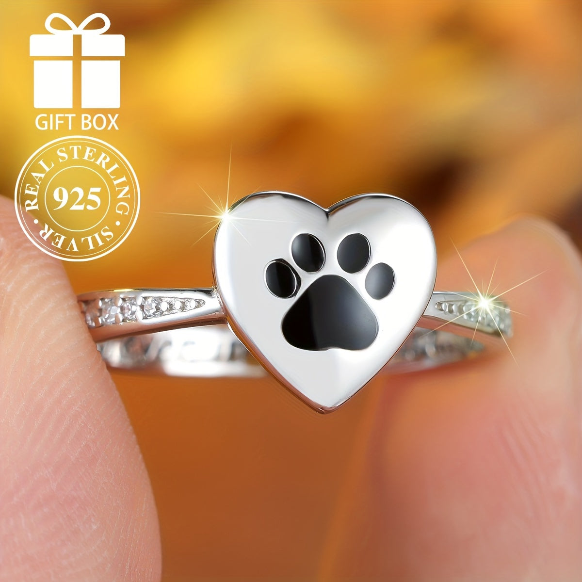 Boho Style 925 Sterling Silver Heart Pet Memorial Ring – A Timeless Tribute