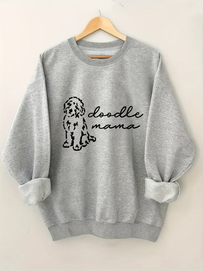 Women's Casual "Doodle Mama" Crew Neck Sweatshirt – Cozy All-Season Comfort