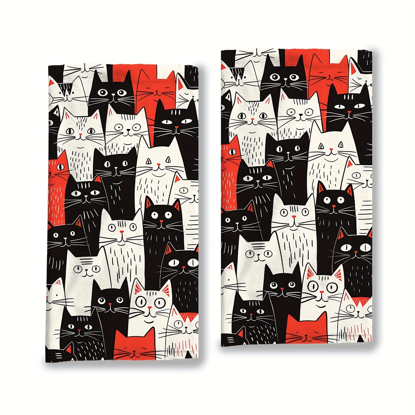 2pcs Funny Cat Kitchen Towels – Decorative and Functional Dish Cloths