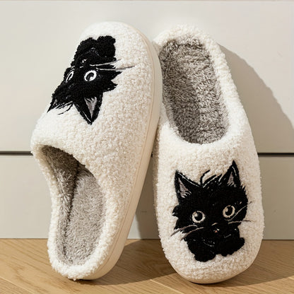 Cozy & Cute Kitty Winter Slippers for Women – Warm, Non-Slip Corduroy Home Shoes