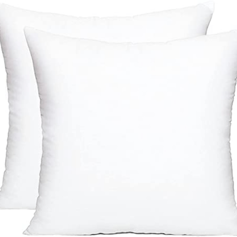 2pcs Hypoallergenic Square Pillow Inserts for Decorative Cushion Bed, Couch, Sofa & Car - White