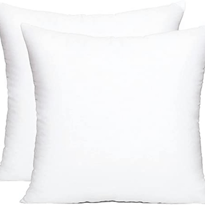 2pcs Hypoallergenic Square Pillow Inserts for Decorative Cushion Bed, Couch, Sofa & Car - White