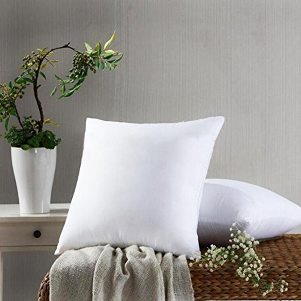 2pcs Hypoallergenic Square Pillow Inserts for Decorative Cushion Bed, Couch, Sofa & Car - White