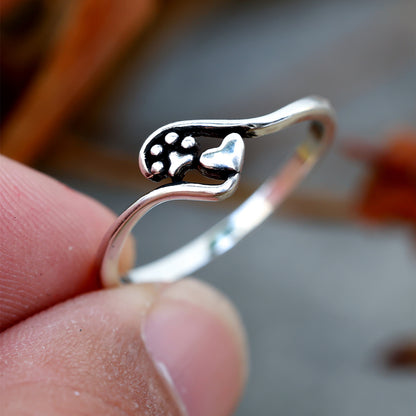 925 Sterling Silver Promise Ring – Cute Paw & Heart Design