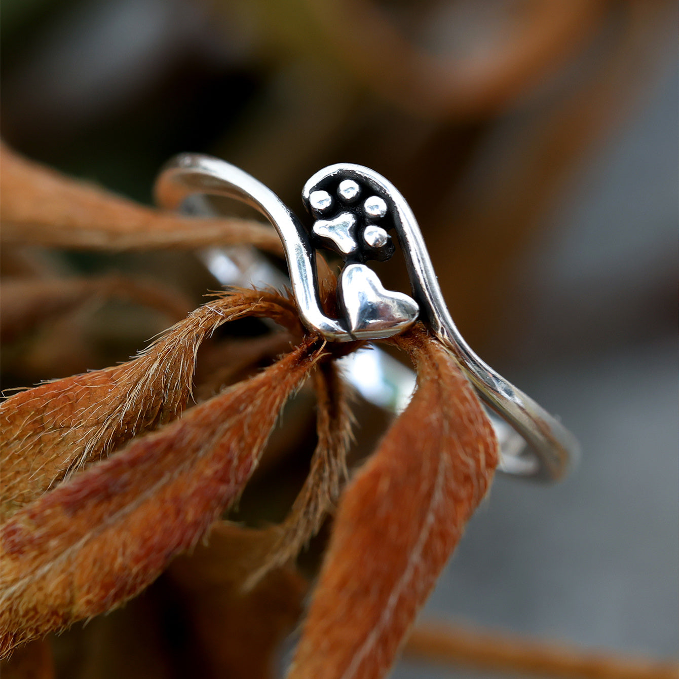 925 Sterling Silver Promise Ring – Cute Paw & Heart Design