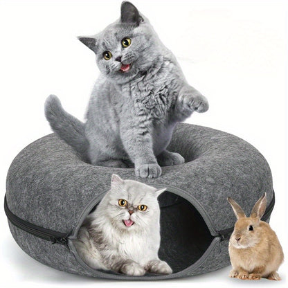 1PC Cat Tunnel Bed – Detachable Felt Tunnel and Cave for Indoor Cats