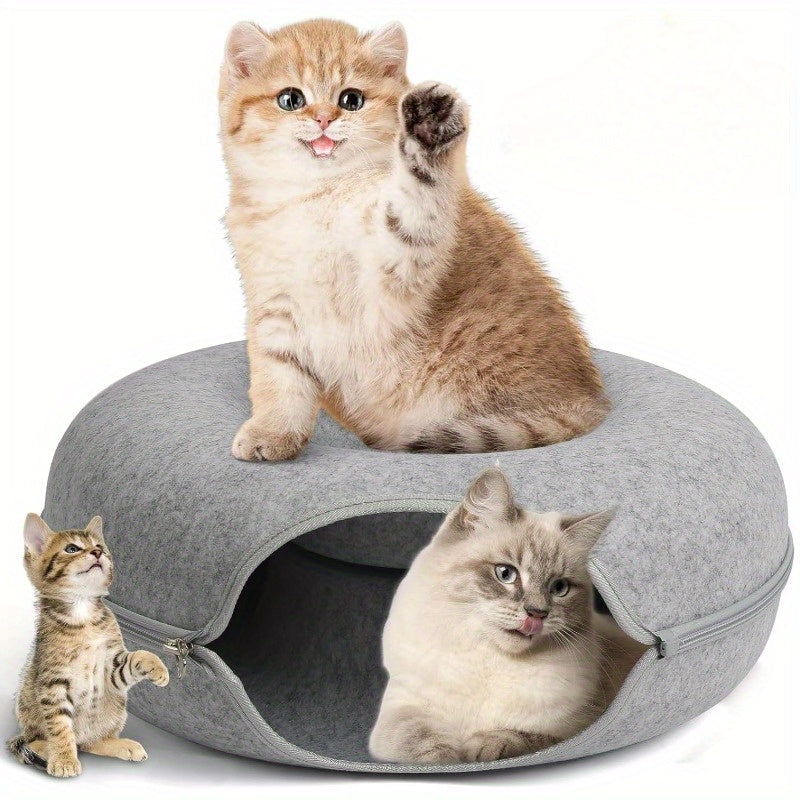 1PC Cat Tunnel Bed – Detachable Felt Tunnel and Cave for Indoor Cats