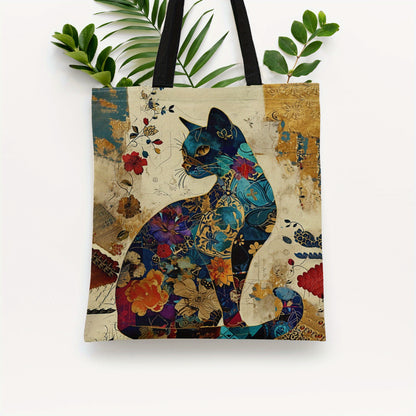 Floral Cat Pattern Tote Bag