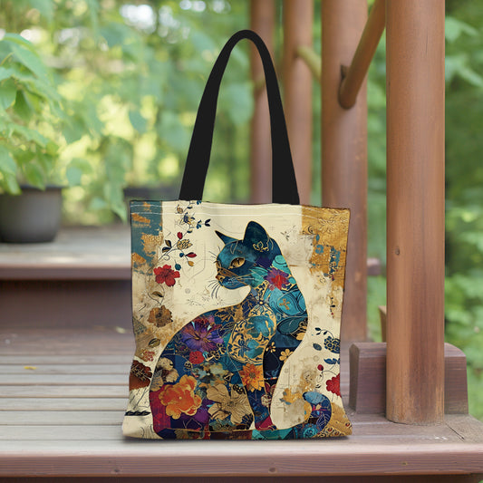 Floral Cat Pattern Tote Bag