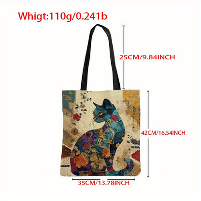 Floral Cat Pattern Tote Bag