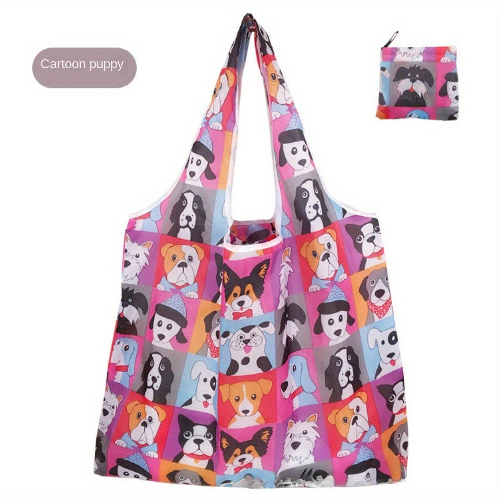 Reusable Polyester Grocery Bags - Cute Cat & Dog Design (2pcs)