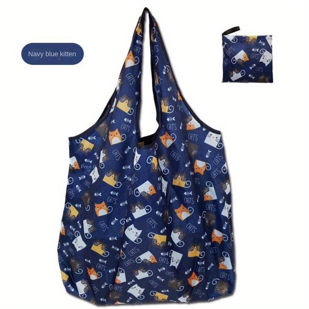 2-Pack Reusable Grocery Tote Bags with Cute Cat Design