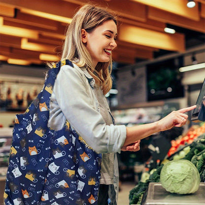 2-Pack Reusable Grocery Tote Bags with Cute Cat Design