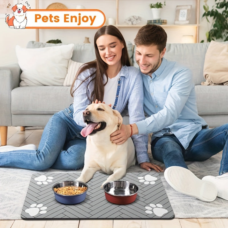 Extra-Large Durable Absorbent Pet Food Mat – Mess-Free Mealtimes Made Easy