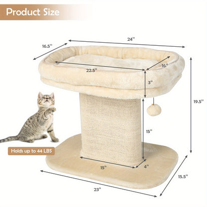 LIFEZEAL Modern Cat Tree Tower – Stylish Beige Cat Activity Tower with Plush Perch