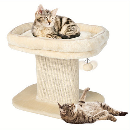 LIFEZEAL Modern Cat Tree Tower – Stylish Beige Cat Activity Tower with Plush Perch