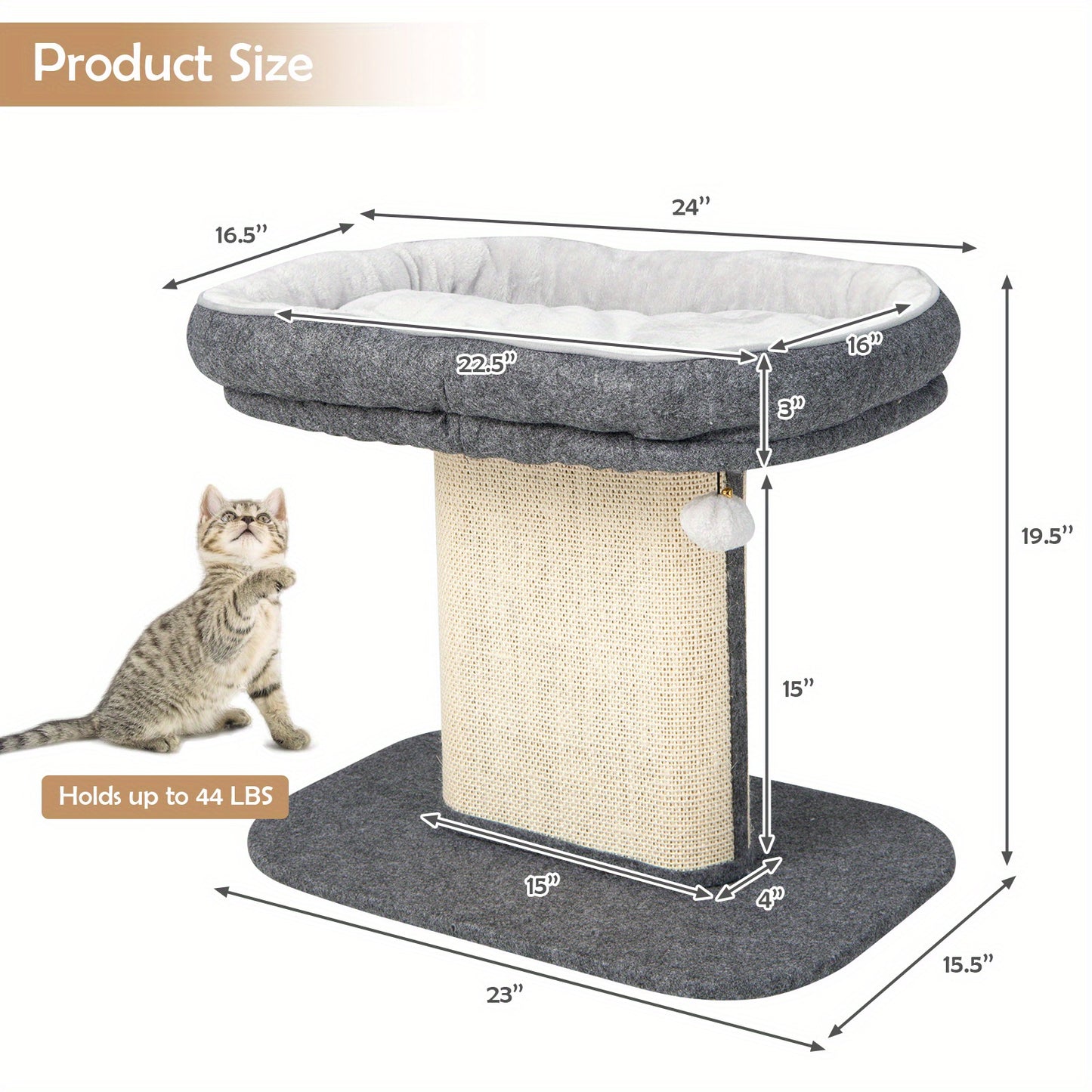 LIFEZEAL Modern Cat Tree Tower – Stylish Cat Activity Tower with Plush Perch