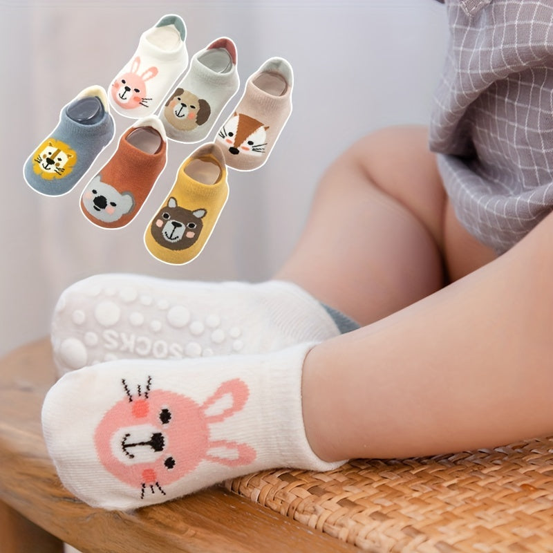 3-Pairs Cute Cartoon Animal Floor Socks – Non-Slip Comfort for Toddlers