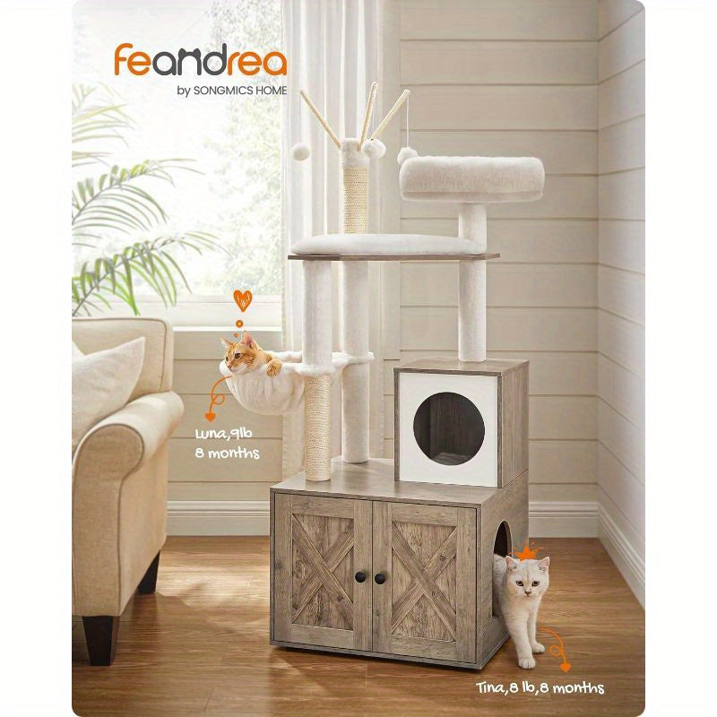 WoodyWonders Cat Tree with Litter Box Furniture – The Stylish Solution for Cats and Their Humans