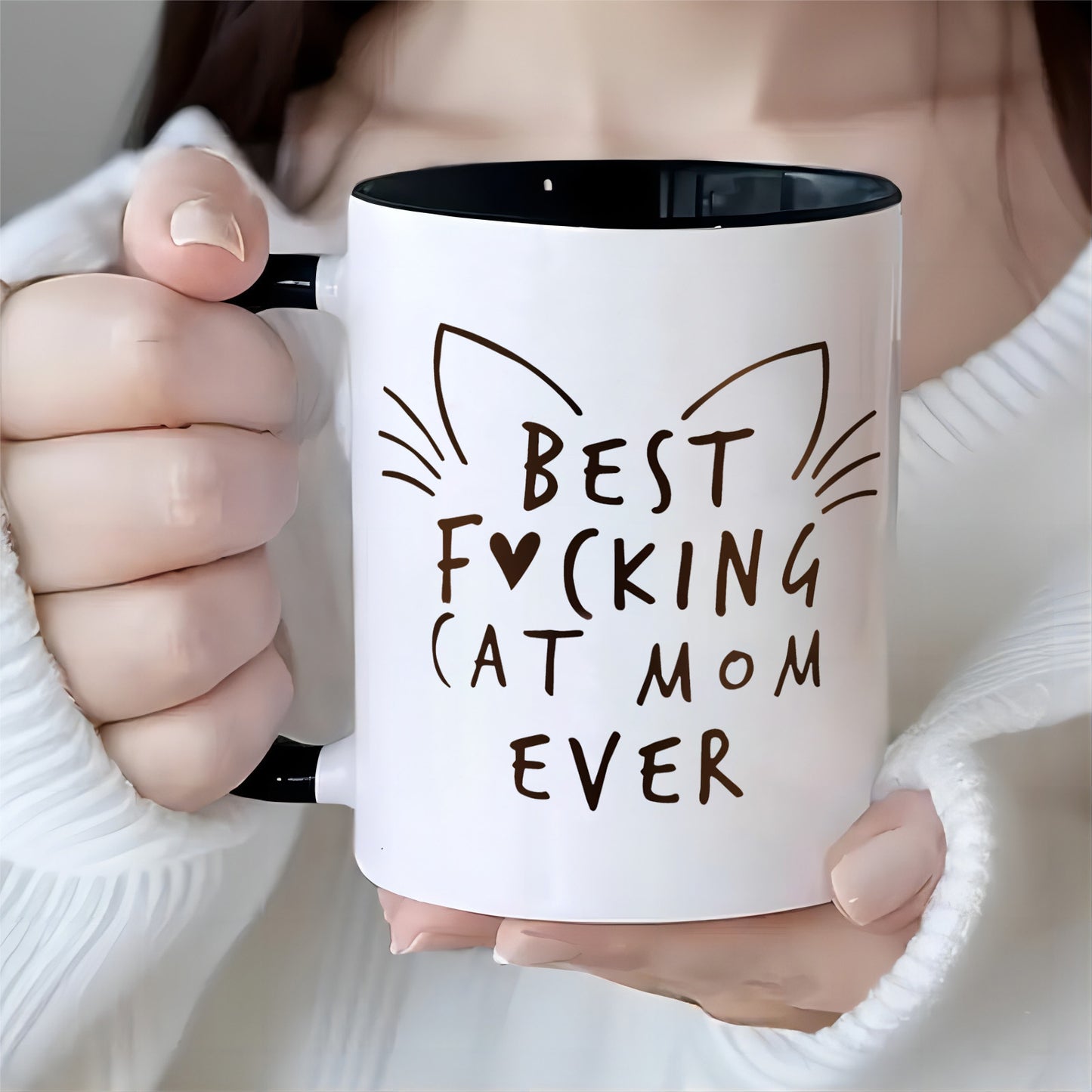 11oz Ceramic Coffee Mug – "Best Focking Cat Mom Ever"