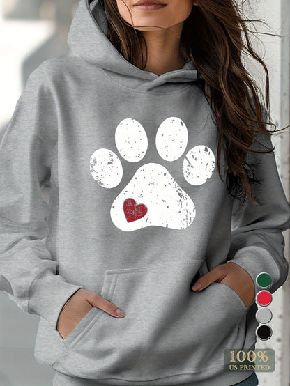 Cozy Women's Love Paw Hoodie – Soft and Comfortable Fleece Jacket for Casual Wear