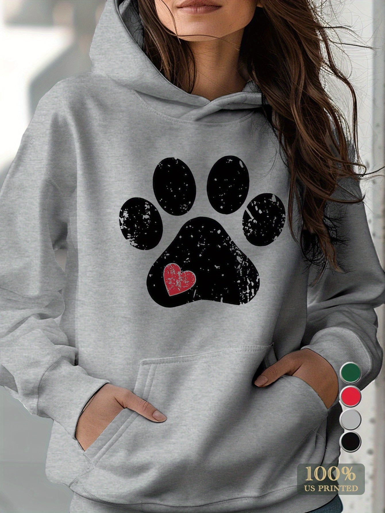 Cozy Women's Love Paw Hoodie – Soft and Comfortable Fleece Jacket for Casual Wear