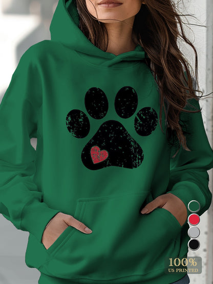 Cozy Women's Love Paw Hoodie – Soft and Comfortable Fleece Jacket for Casual Wear