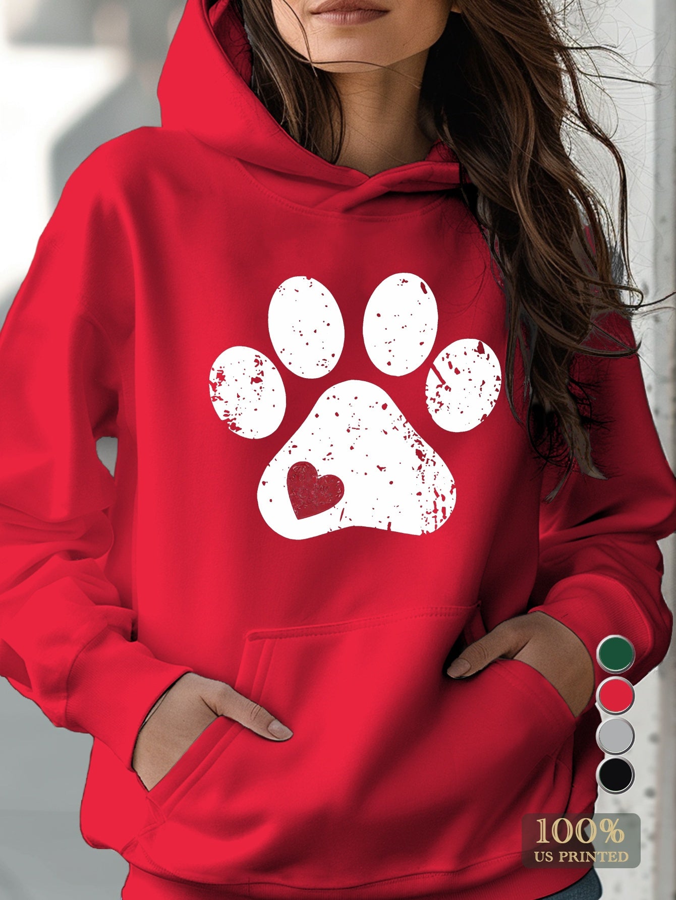 Cozy Women's Love Paw Hoodie – Soft and Comfortable Fleece Jacket for Casual Wear