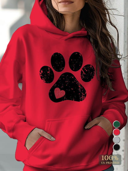 Cozy Women's Love Paw Hoodie – Soft and Comfortable Fleece Jacket for Casual Wear