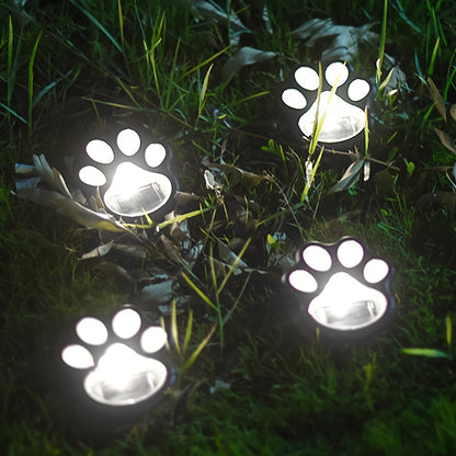 4-Pack Solar Powered Paw Print Lawn Lights – LED Garden Path Lighting