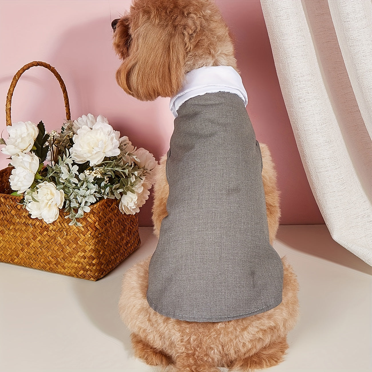 Small Dog Puppy Clothes Pet Shirt - Wedding Formal Suit with Bow Tie Costume