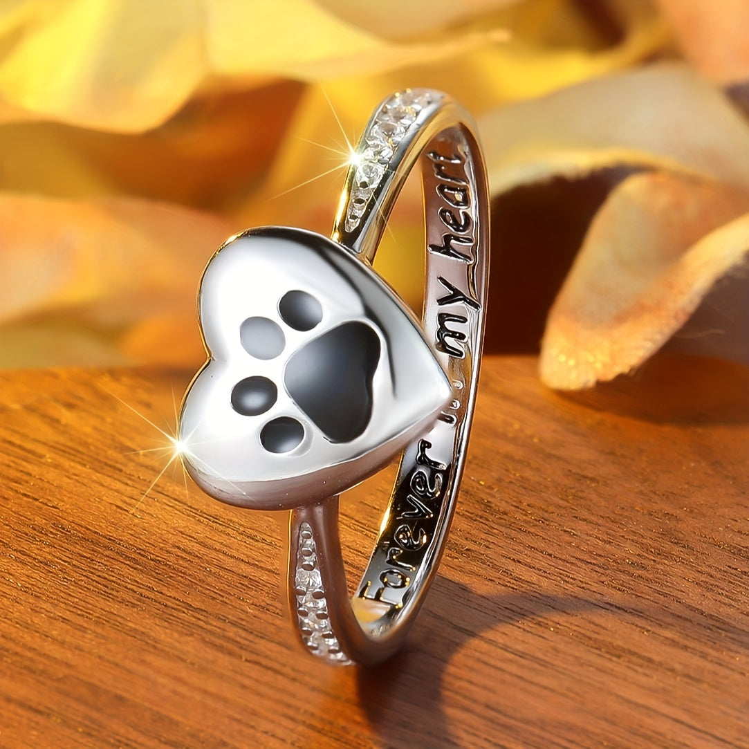 Boho Style 925 Sterling Silver Heart Pet Memorial Ring – A Timeless Tribute