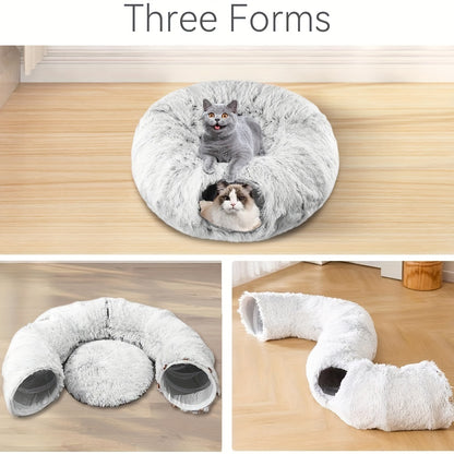 Warm Plush Cat and Dog Tunnel Bed - Large Tube Playground for Pets