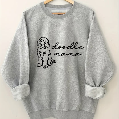 Women's Casual "Doodle Mama" Crew Neck Sweatshirt – Cozy All-Season Comfort