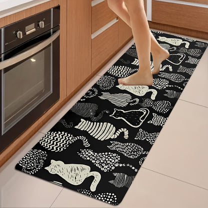 Charming Cat Silhouette Bath Mat – Fade-Resistant, Non-Slip Polyester Rug for Bathroom Decor